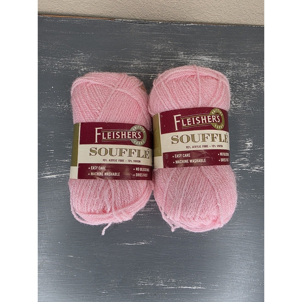 Vintage 2 Fleisher's Souffle Yarn #502 Pink 1.75 oz. 90% Acrylic & 10% Vinyon